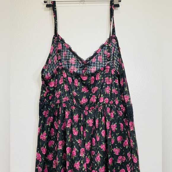 Torrid Womens Plus Floral Tea Length Woven Jacquard Lace Trim Cami Dress Size - Picture 5 of 10